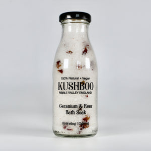 Geranium and Rose Bath Salts - Milk Bottle (300g)